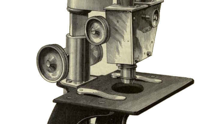 [Translate to chinese:] A portion of an early binocular microscope developed by John Leonhard Riddel in the early 1850s.