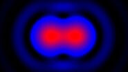 Intensity distribution (arbitrary color coding) of an image of two points where the distance between them corresponds to the Rayleigh criterion.