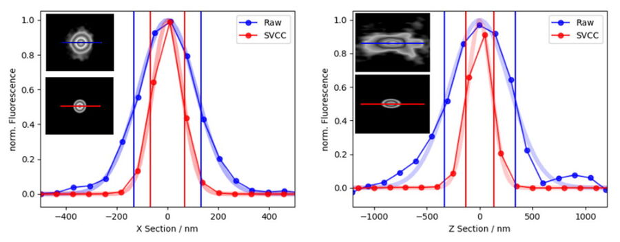 X axis and Z axis intensity measurements of a single bead