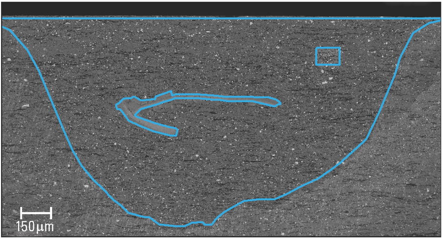 Overview BSE/SEM image of a BIB-milled 1.5 mm2 shale sample cross section.