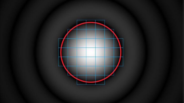 [Translate to chinese:] Pinhole diameter and diffraction pattern.