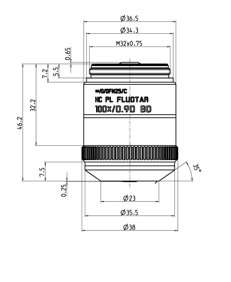 HC PL FLUOTAR 100x/0,90 BD