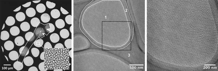 TEM overview images of poly(styrene)-b-poly(isoprene).