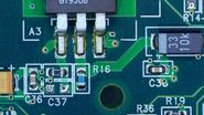 [Translate to chinese:] Area of a printed circuit board (PCB) which was imaged with extended depth of field (EDOF) using digital microscopy.