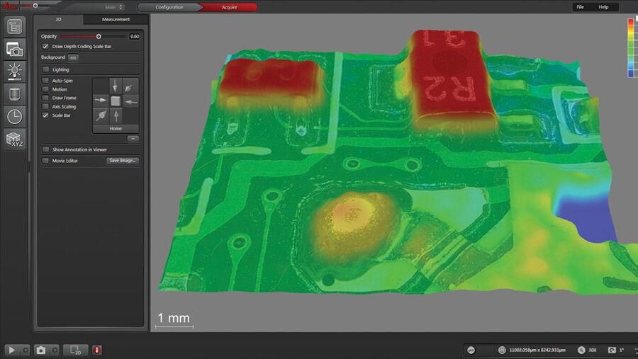 Same 3D image as above in figure 4 with color Z-scale.