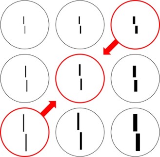 Diagonal relationship of inclusion sub-types to main types which are used for the size class rating.