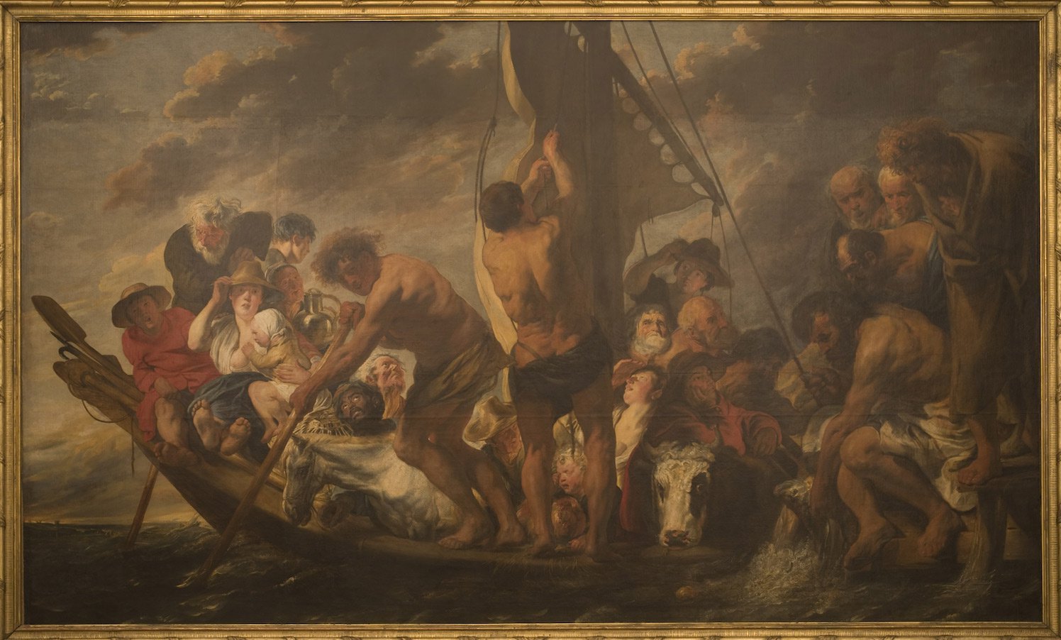 Jacob Jordaens (1593–1678), “The Tribute Money. Peter Finding the Silver Coin in the Mouth of the Fish”, also called “The Ferry Boat to Antwerp” (Oil on canvas, 279.5 by 467 cm. With a stereomicroscope combined with a floor stand the paint surface has been investigated and analyzed. © Statens Museum for Kunst, Copenhagen